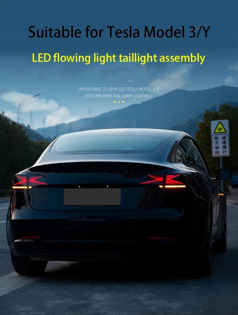 Taillights For 2017 18 19 20 21 2022 Tesla Model 3 and Model Y RGB Car Start Up