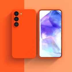 Silky Silicone Soft-Touch Protective Phone Case Cover for samsung s24plus (Orange)