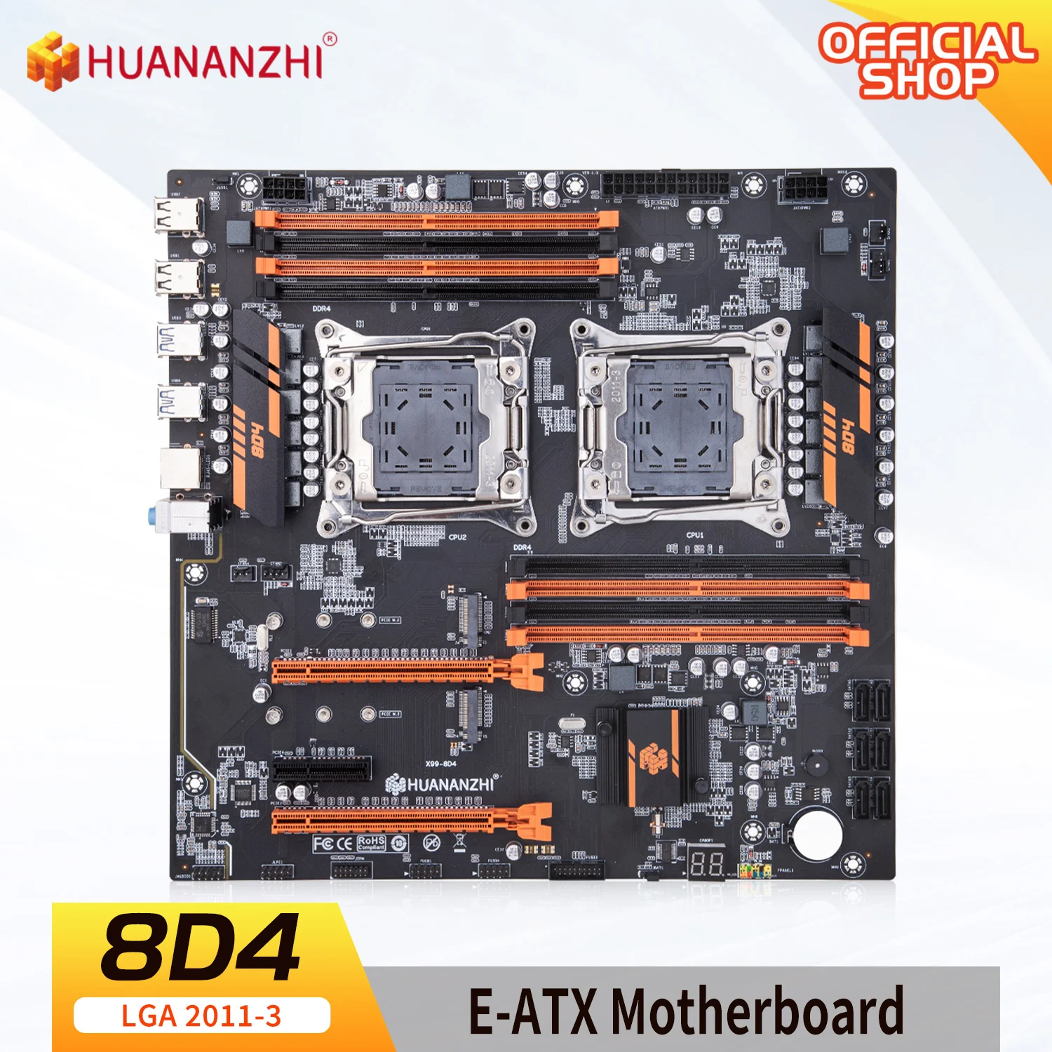 

HUANANZHI X99 8D4 LGA 2011-3 XEON Motherboard Dual CPU support E5 2640 2667 2666 2670 2680 2696 V3 V4 Memory DDR4 RECC M.2 NVME