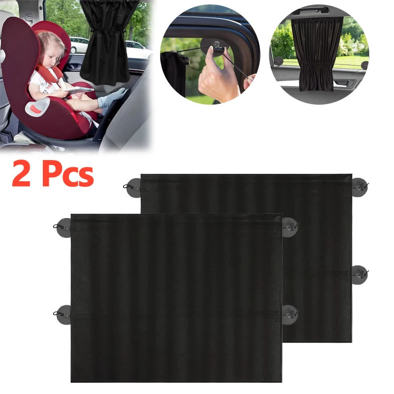

2PCS Car Window Sunshade Curtains Side Window Privacy Sunscreen Shading Heat Insulation Curtain with Suction Cup UV Curtain