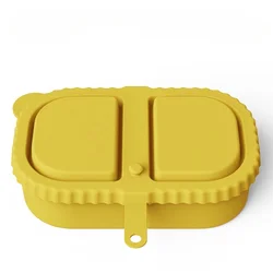 Eco - Friendly Silicone Snack Containers with Dual Compartments - Portable Food Storage (Yellow)