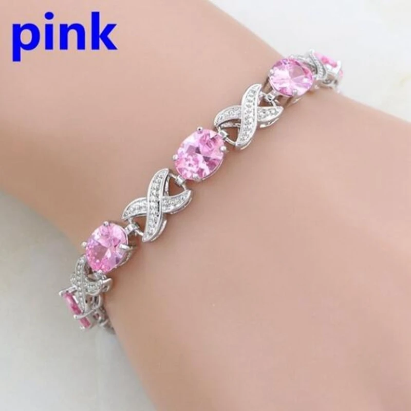 Elegant Green Oval Crystal Crosslink Bracelet Luxury Fashion Accessories Women's Tennis Bracelet Wedding Party Evening Jewelry crystal bracelet