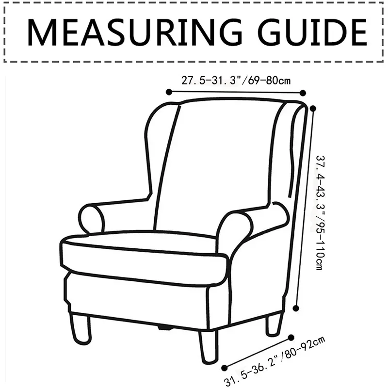 Bohemia Style Wing Chair Cover Stretch Spandex Wingback  Armchair Cover Relax Single Sofa Slipcovers with Seat Cushion Covers 2