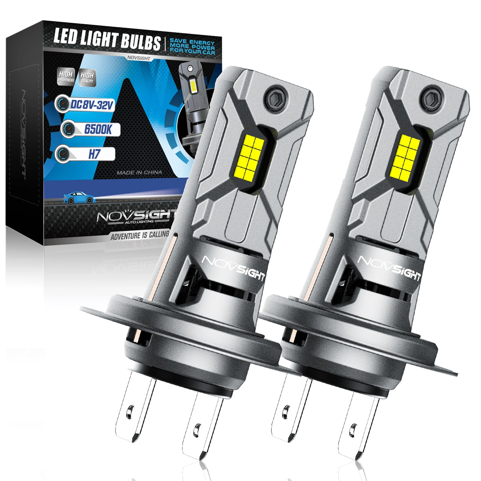 NOVSIGHT faro H7 Mini LED 60W 12000LM bombillas de faros de coche con ventilador 6500K lámparas de coche blancas luces Led Plug and Play para coche