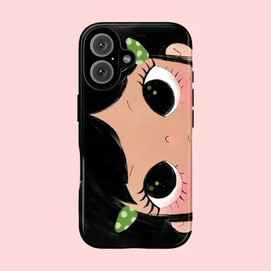 Luxury Double-Layer BIG EYES COMIC GIRL Phone Case