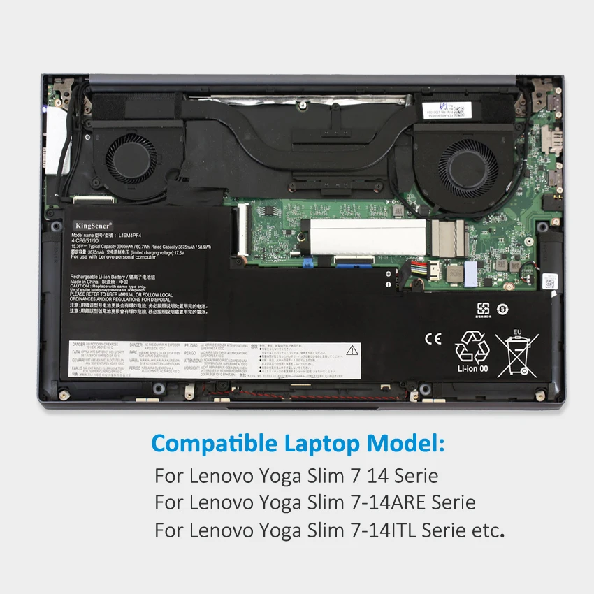 Bateria do Portátil de Kingsener L19m4pf4 L19d4pf4 L19c4pf4 5b10w65297 para Lenovo Ideapad Yoga Magro 714iil05 7-14are05 15.36v 60.7wh - Imagem 6