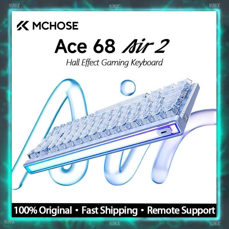 MCHOSE Ace 68 Air v2 게이밍 키보드 홀 이펙트 RT 0.001MM 초저지연 0.08MS 8K 폴링 레이트 DKS SOCD MT 다이내믹 RGB 박스