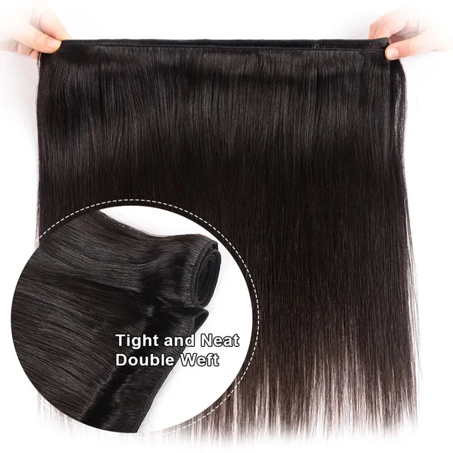 Ali Pearl Brazilian Straight Human Hair Bundles With 13x4 Lace Frontal Pre Plucked Remy Hair For