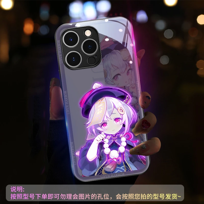 

For Genshin Impact LED Light Up Phone Case For Huawei P60 P50 P40 P30 Pro Mate 50 40 30 20 Pro Smart Glitter Phone Back Cover