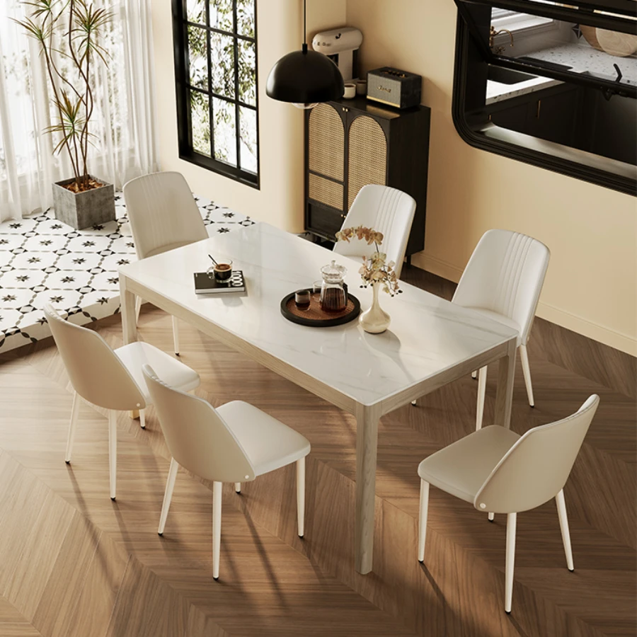 

Household Dining Table Solid Wood Rectangle Living Room Rock Slab Kitchen Dining Room Luxury Tables Mesa Comedor Home Furniture