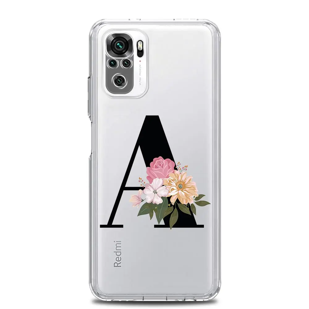 Clear Flower Letter Design Phone Case Cover