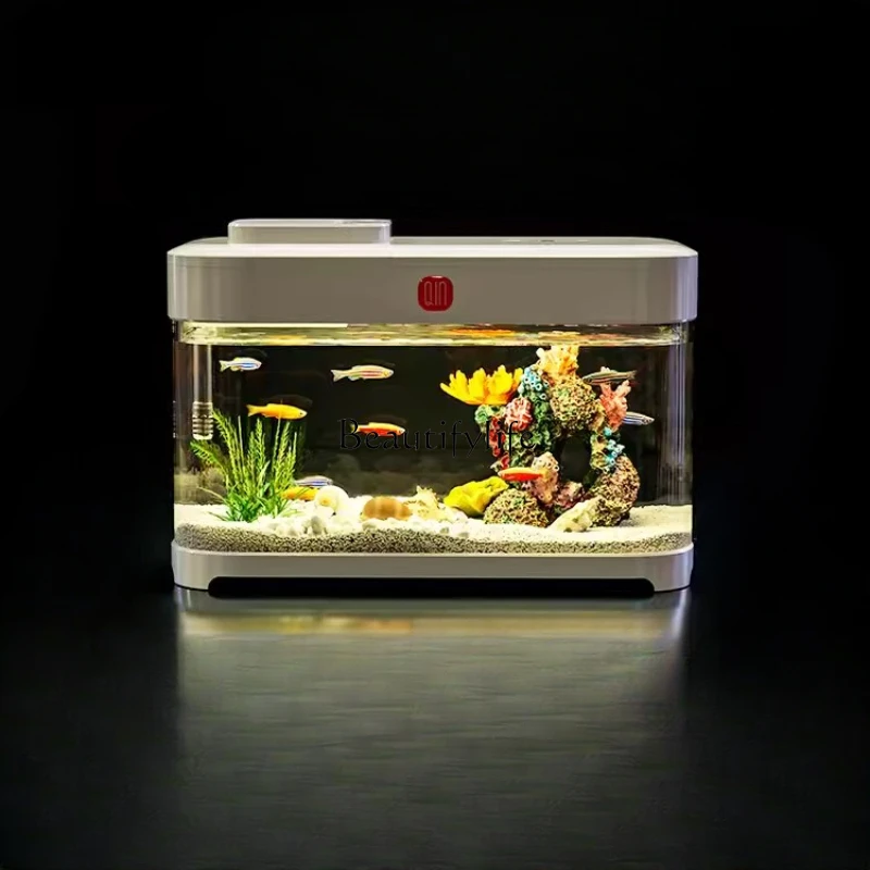 

Lazy Fish Tank Change Water Household Desk Ecological Living Room Small Self-Circulation Small Fish Tank