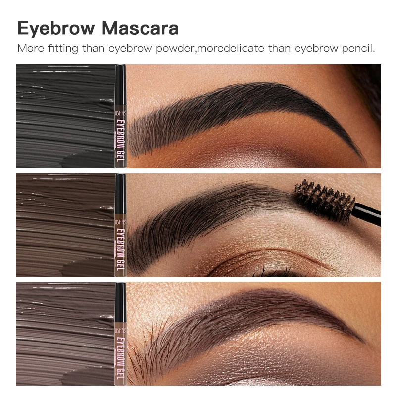 USHAS 3 Color Eyebrow Gel Long Lasting Waterproof Eyebrow Tint Mascara Cream Non-smudge Natural Liquid Eyebrow Makeup 3
