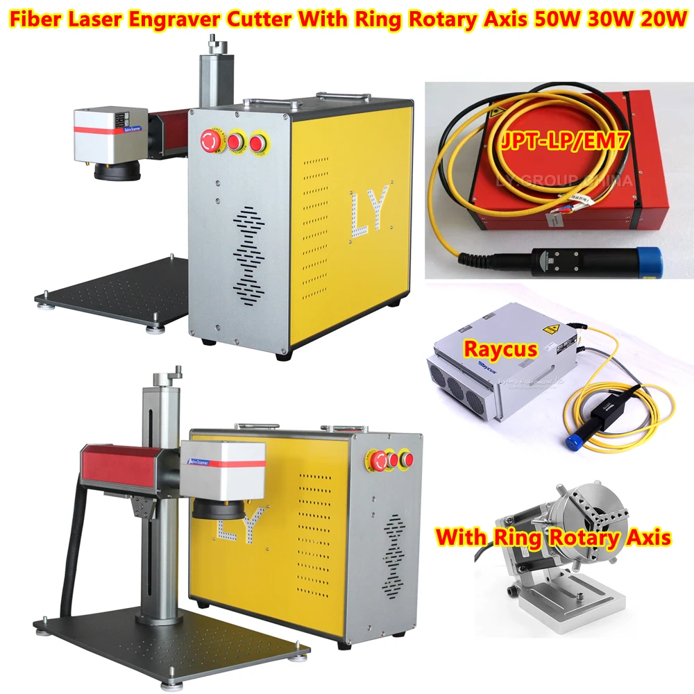 

Optical Fiber Laser Engraver Cutter with Ring Rotary Axis 50W 30W 20W Mini Separated JPT Raycus Metal Marking Cutting Machine