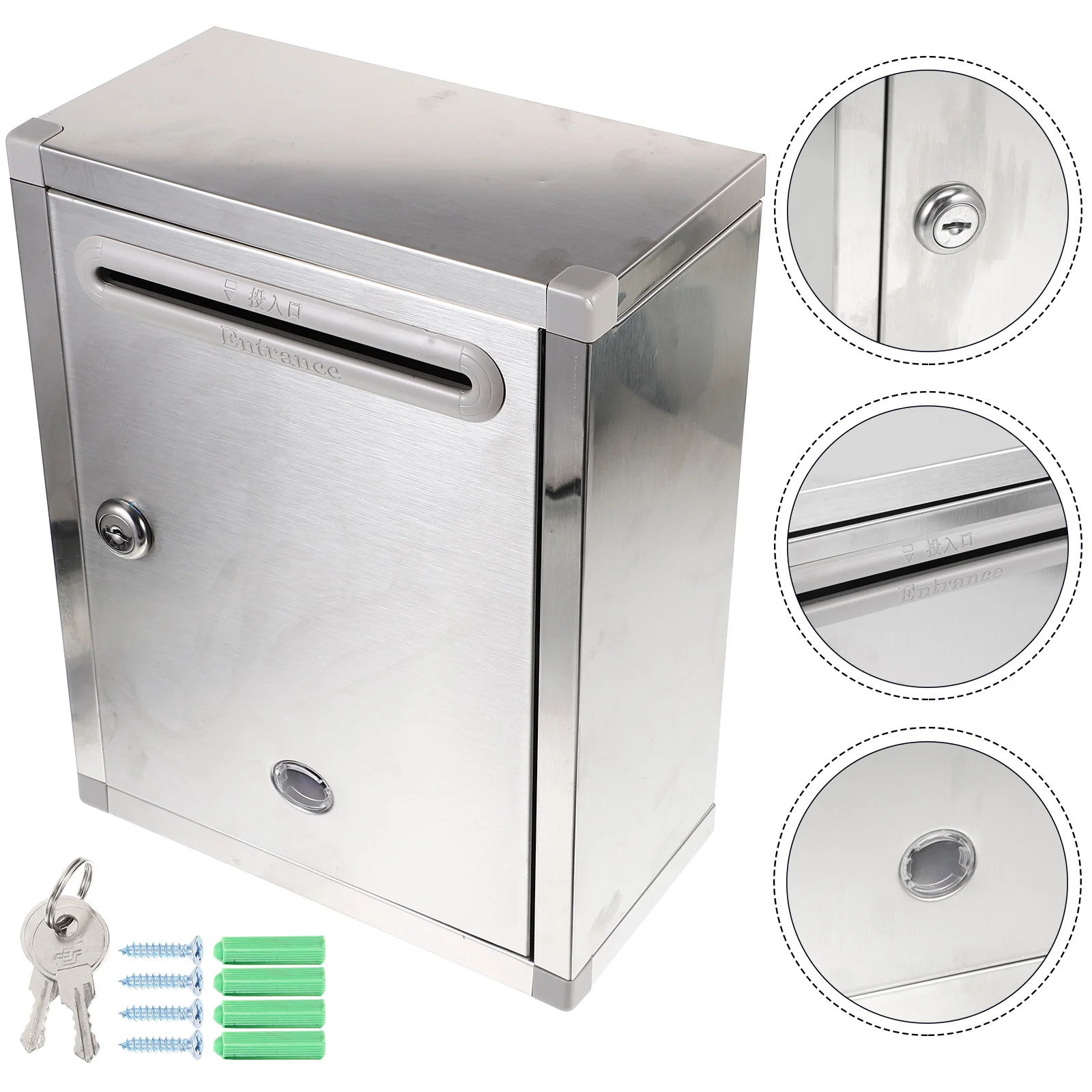 Outdoor Mailbox Office Wall Mount Mailboxes Stainless Steel Suggestion Collect Bin Rust-proof