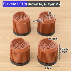 Versatile Round Furniture Lifters | Non - Slip, Quiet & Moisture - Resistant Elevation Boosters (Brown Round M 4pcs)