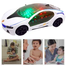 Voiture LED 3D avec direction automatique pour enfant, jouet pour garçon, avec lumière et musique, lumineux, électrique, cadeau idéal 