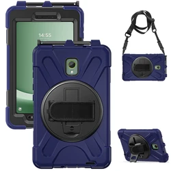 Heavy Duty Rugged Tablet Case with Shockproof Stand and Strap Armor Cover for Tab Active5 (8 inch) (Navy Blue Black)