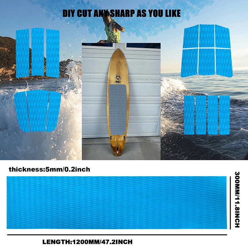 120*30cm 서핑 보드 견인 패드 EVA 폼 미끄럼 방지 다이아몬드 그립 매트 카약 스케이트 보드 Skimboard 트리밍 가능한 시트 모터 보트 계단