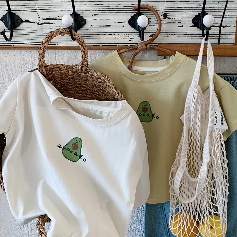 Cotton Summer Kids T Shirt Avocado Graphic Tee