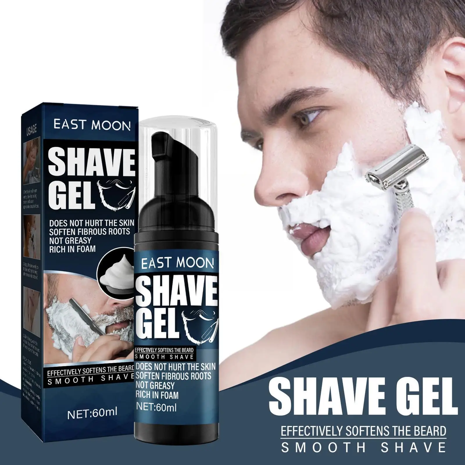 Shave Gel Foam Gentle Moisturizing Shaving Cream For Refreshing Cleaning Softening Beard Foam Shaving Gel For S4N5