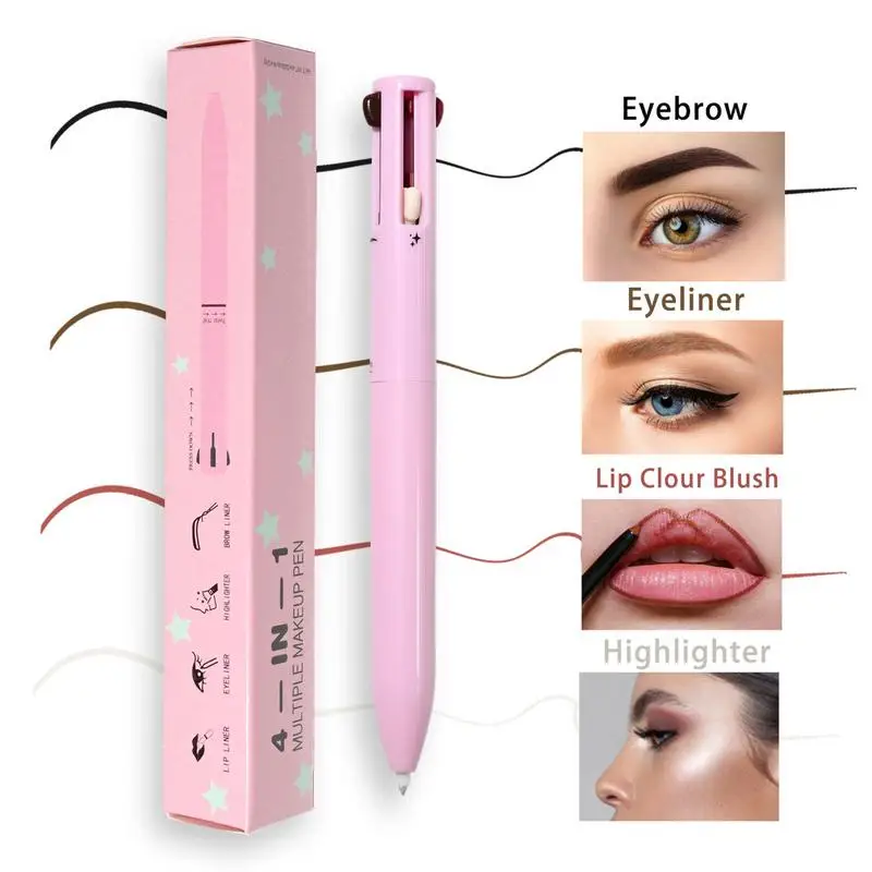 

Multifunctional 4-in-1 Makeup Pen Portable Makeup Pencil Eye Liner Brow Liner Lip Liner & Highlighter Pen 4 In 1 Makeup Beauty