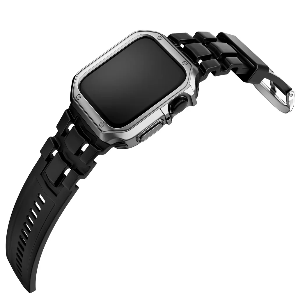 애플 워치용 실리콘 스트랩 및 케이스, 49mm, 45mm, 44mm 밴드, i watch 45mm, Ultra2 시리즈 9 8 7 6 5 4 se 3 2 1 시계 액세서리