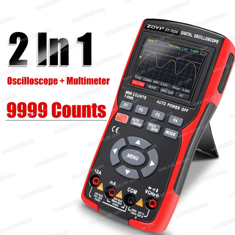 

Цифровой мультиметр ZOYI ZT-702S 2-в-1, 2,8 дюймовый IPS-дисплей, 9999 отсчетов, 10 МГц, 48 Мвыб/с, в режиме реального времени, мультиметр осциллографа