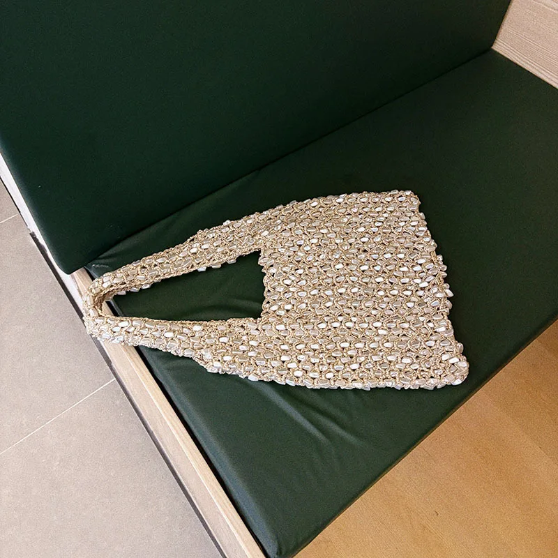 NEW Fashion Evening Handbag Beaded Pearl White Beading Bag Shoulder Party Wedding Banquet Tote Wedding Bride Purse