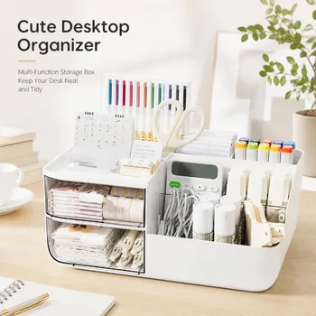 Organizer da scrivania a cassetto, contenitore multi-scomparto per cosmetici e cancelleria, scaffale organizer per ufficio, studio e camera da letto
