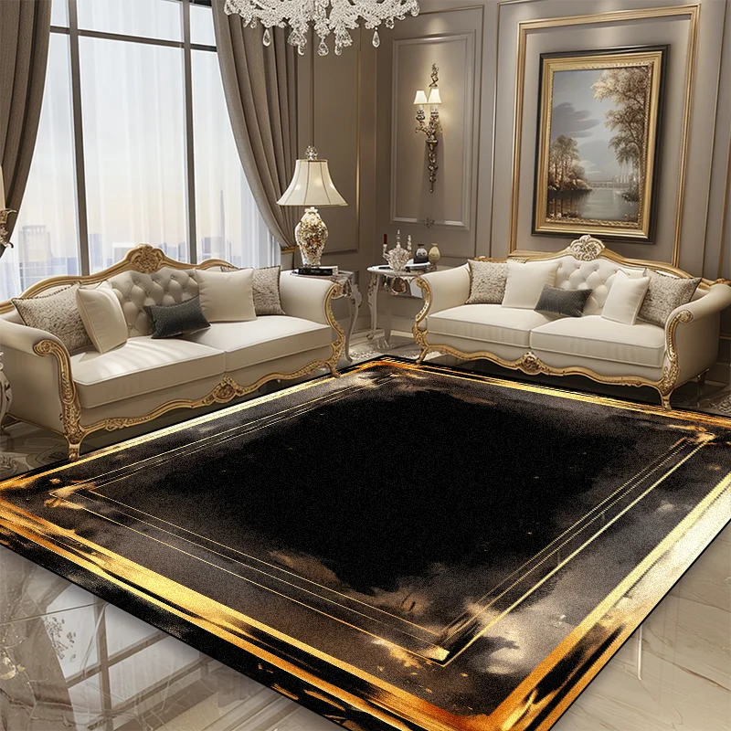 Modern Luxury Golden Border Carpet for Living Room Decoration Bedroom Bedside Large Area Rugs Bathroom Cloakroom Non-slip Mat 3