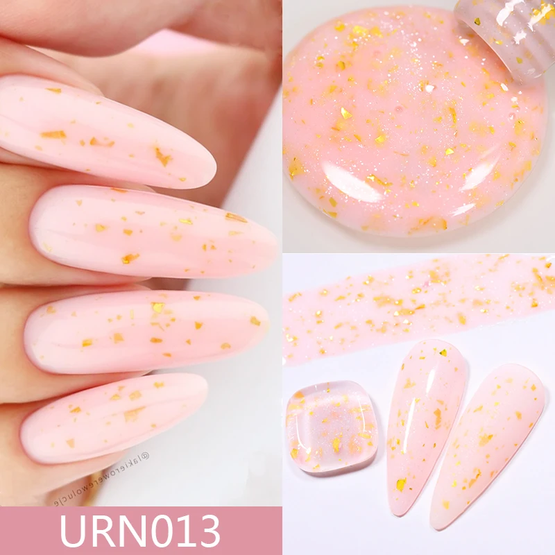 UR SUGAR 7ml Glass Bottle Gold Glitter Rubber Base Gel Polish Gold Pink Milky White Semi Permanent UV LED Nail Art Gel Varnish