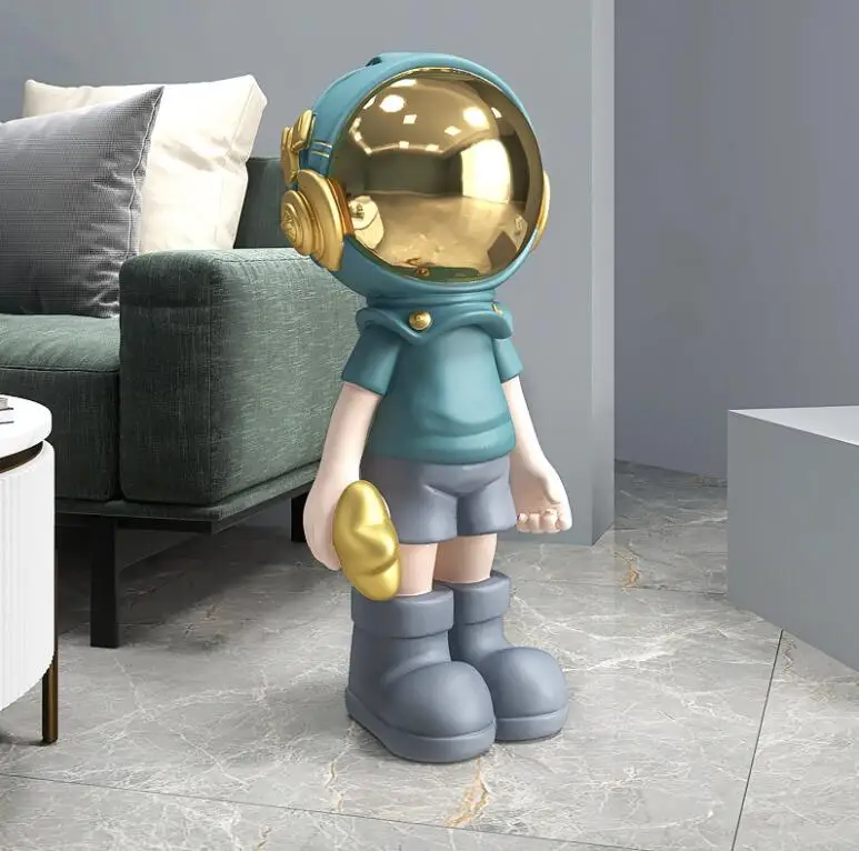 

European Cute Large Floor Astronaut Resin Sculpture Figurine Office Store Furnishing Decoration Home Livingroom Ornaments Crafts