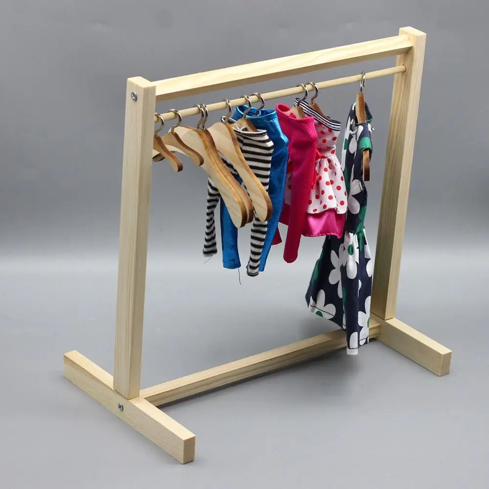 Dollhouse Supplies Doll Clothing Hanger Mini Wooden Dollhouse Furniture Toys Pretend Play Simulation Garment Organizer Children