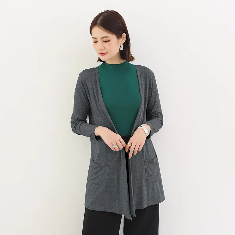 2024 Summer New Modal Cardigan For Women Long sleeves shirt Sun Protection Clothing Oversized Loose Beach cover up Thin Tops 5