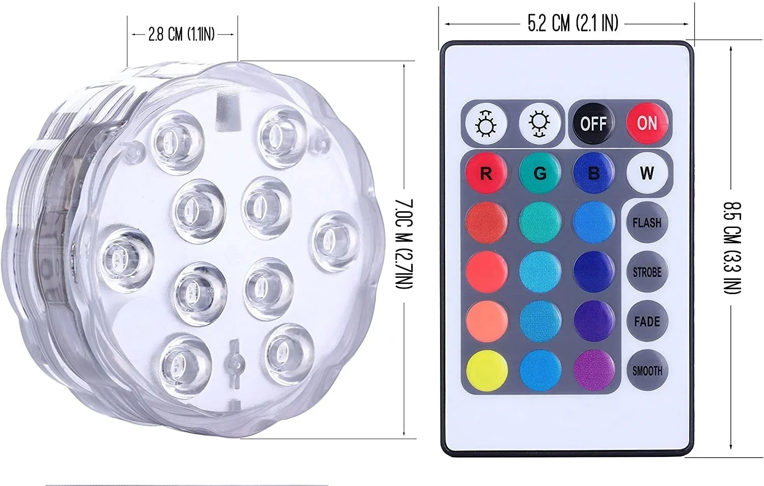 Description Picture 3 of itemLED24 key remote control colorful RGB diving light luminous fish bathtub light bathing landscape vase fountain underwater light