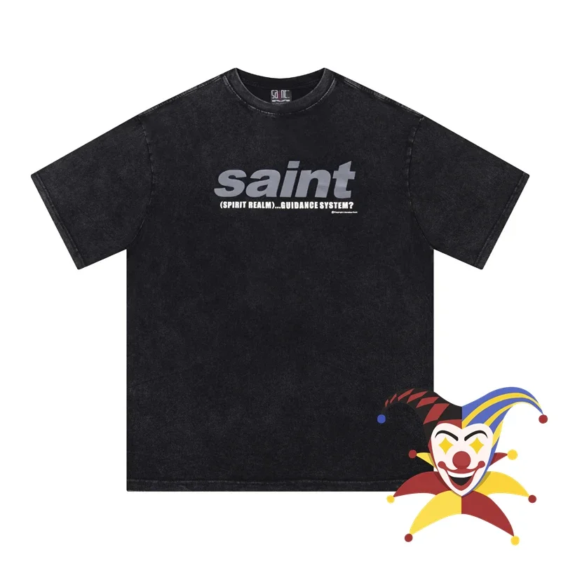 

Saint Logo Tee Men Women Vintage Grey Saint Michael T-shirt Oversize Short Sleeve