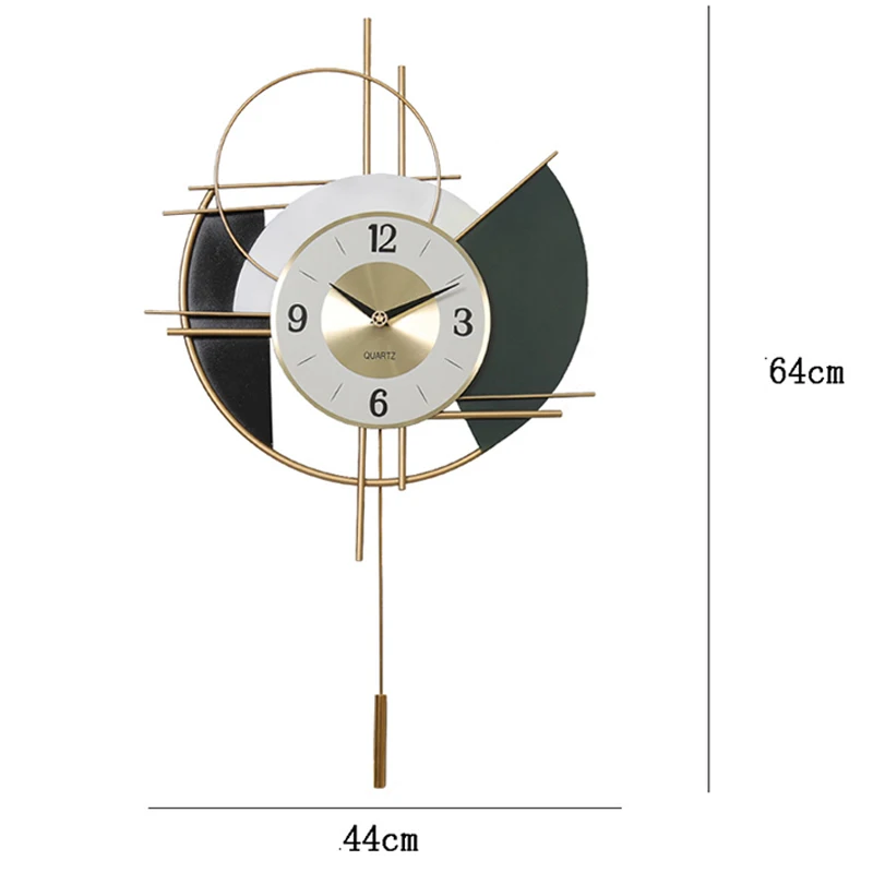 ZGXTM   Light Luxury New Chinese Style Living Room Porch Decoration Wall Clock Nordic Swing Clock Iron Creative Home Decoration