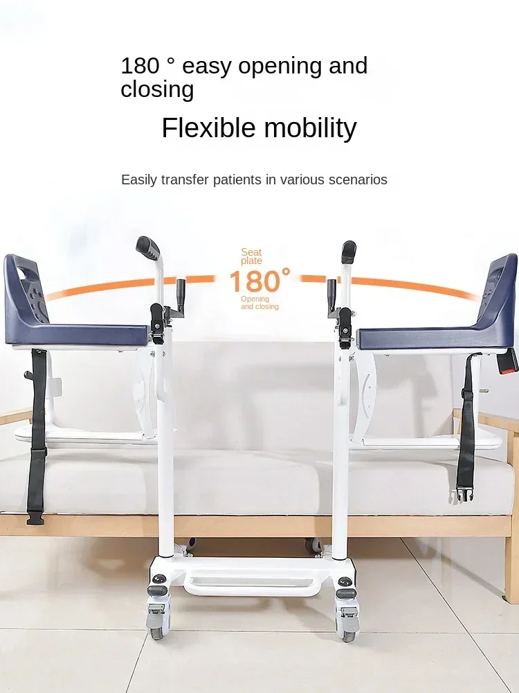 5 IN 1 Advanced Patient Lift Transfer Chair Versatile Bedside Commode Silent Transport Wheelchair Lift Aid Bathroom Shower Chair 3