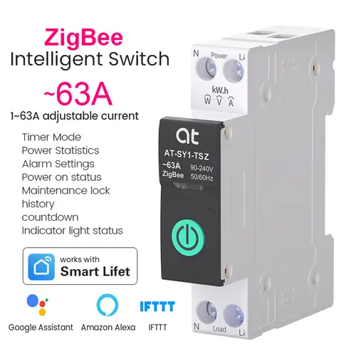 Tuya WiFi Circuit Breaker Smart 1P+N 63A  MCB Timer Power Energy kWh Voltage Current Meter Protector Voice Remote Control Switch - Image 8