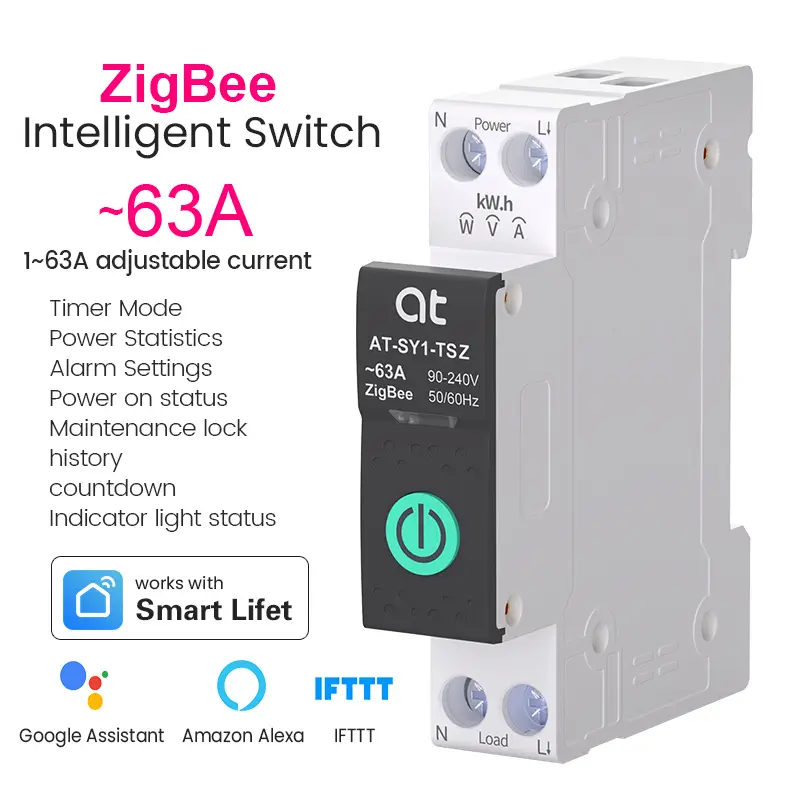 Tuya WiFi Circuit Breaker Smart 1P+N 63A  MCB Timer Power Energy kWh Voltage Current Meter Protector Voice Remote Control Switch - Image 8