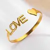 Gold Color LOVE Letter Heart Bangle for Women Stainless Steel Bangle Cuff Bracelet femme Aesthetic Fashion Waterproof Jewelry