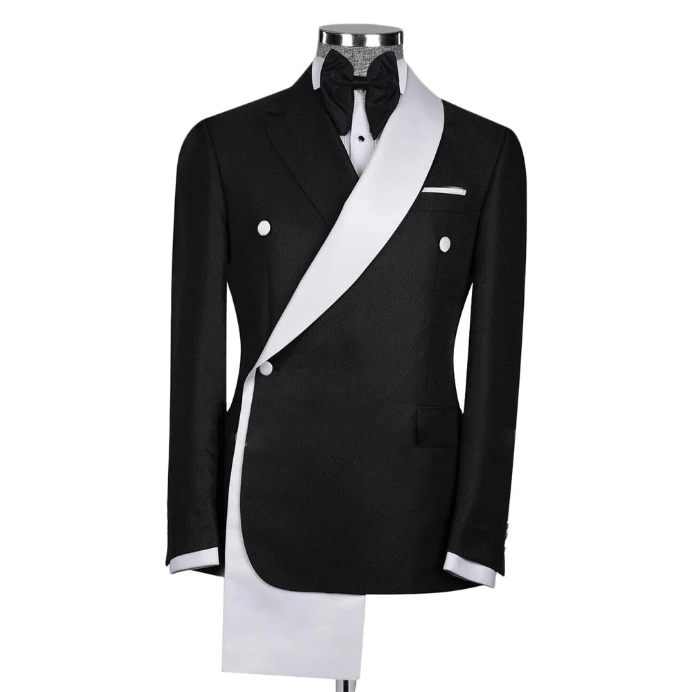 Men Suits Slim Fit Fashion Notch and Shawl Lapel Blazer Set Chic Business Formal Party Office Wedding Tuxedo 2 Piece