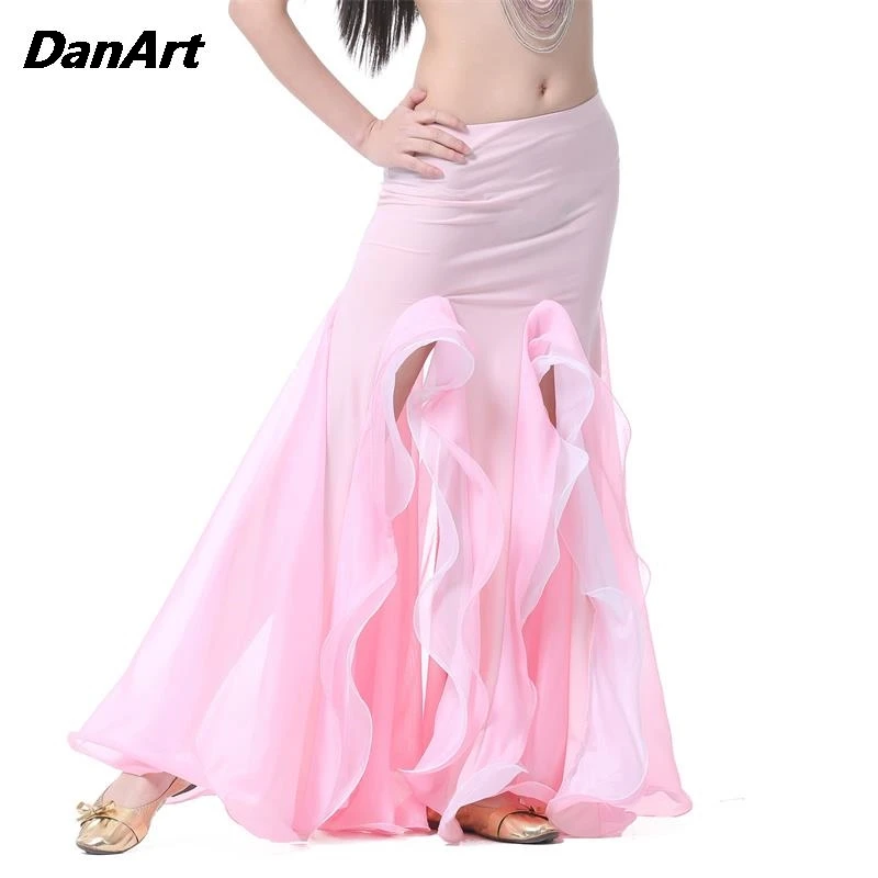 Lady Belly Dance Performance Dance Skirt Adult Sexy Danc Arabic Waves Long Dress Gypsy Spanish Split Dance Skirt Practice Outfit