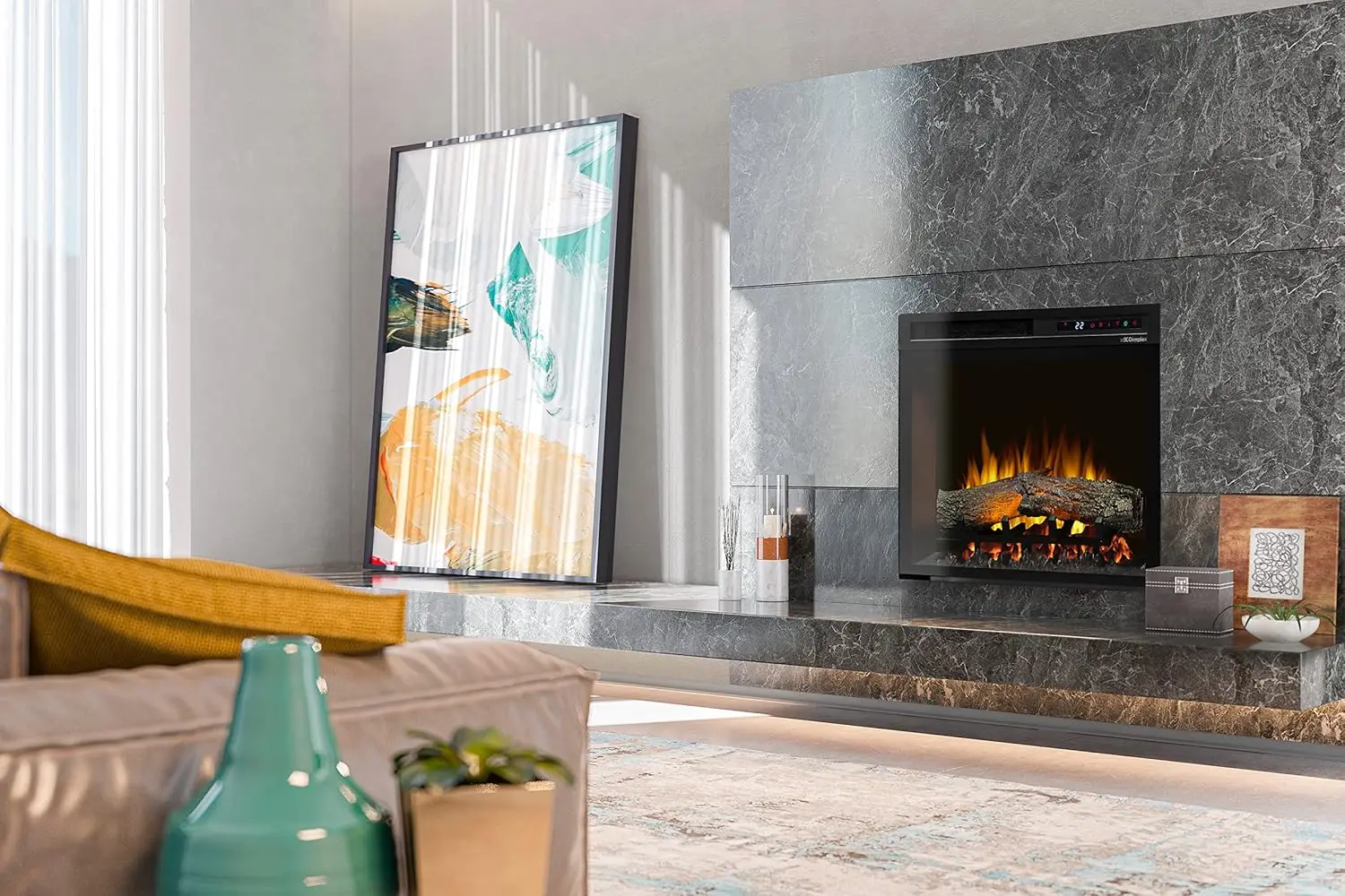 Dimplex 23 Inch Built-in Electric Fireplace Multi-Fire XHD Firebox with Logs and Realistic Multi-Color Flames Model: XHD23L
