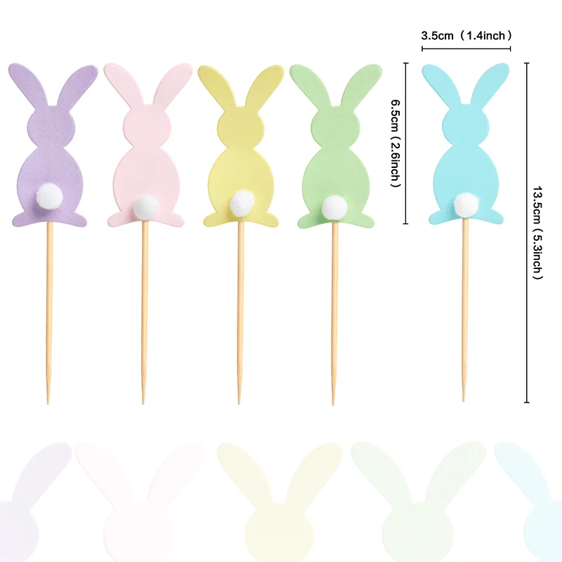 5/10pcs Cute colorful Rabbit Cupcake Toppers Happy Easter Bunny Cake Topper Kids Birthday Party Favors Easter Cake Decorations