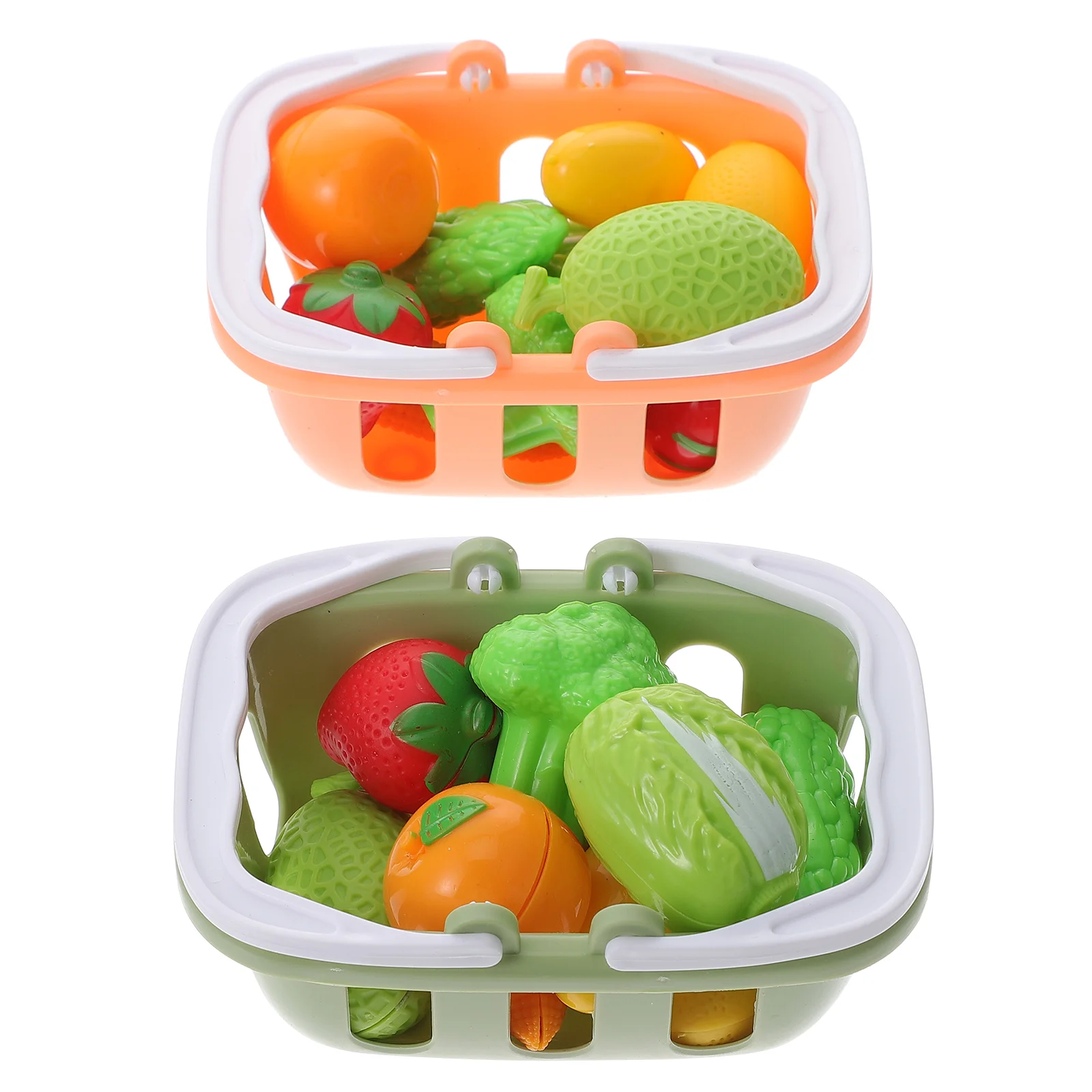 

2 Sets Mango Play House Toy Child Basket Fruit Fake Vegetable Plastic Dollhouse Artificial