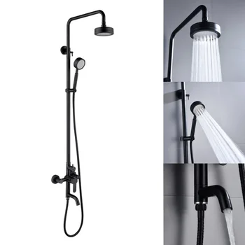 Sistema doccia Apparecchio per il bagno Bagno ad alta pressione Rubinetti per vasca da bagno neri Set Miscelatore per rubinetto a parete Set in acciaio inossidabile 1