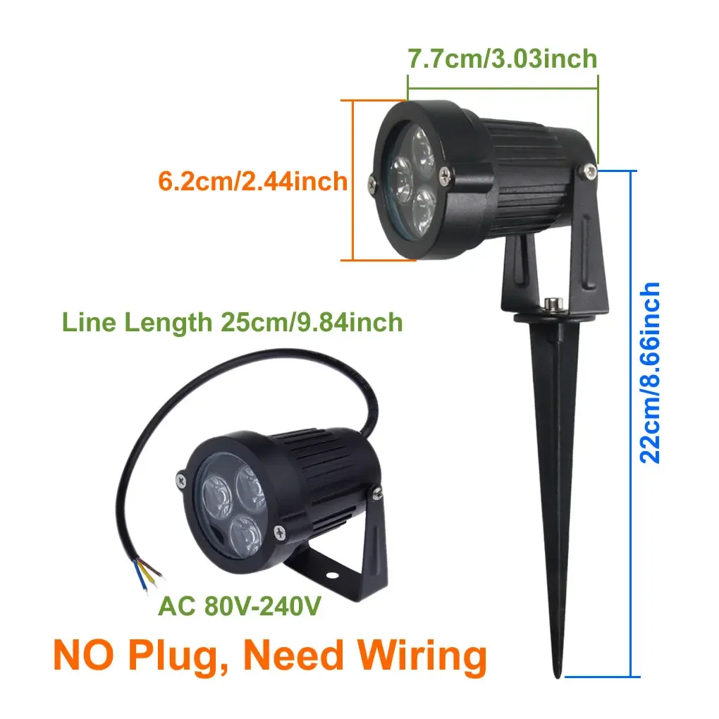 AC 80V-240V LED Lawn Lamp Outdoor Pathway Patio Garden Yard Bright Nights Lighting Spotlight Holiday Decorative Landscape Lights 2