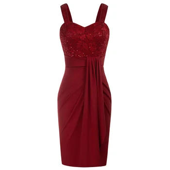 GRACE KARIN Women Contrast Fabric Party Midi Dress Sweetheart Neck Below Knee Bodycon Dress Cocktail Wedding Guest Dresses A30